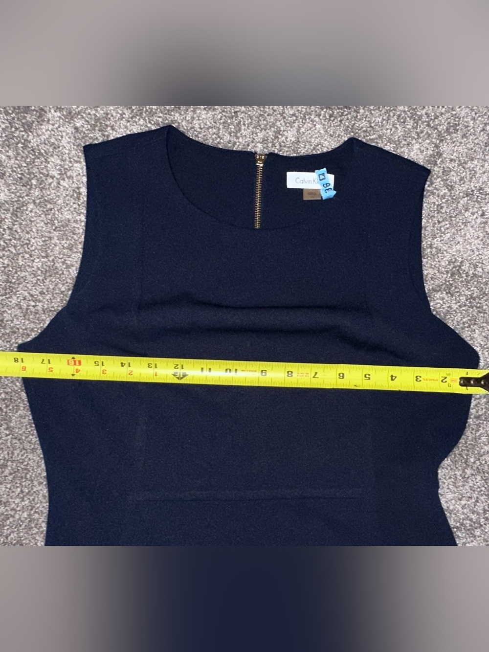 Calvin Klein Navy Blue Scuba Crepe Sheath Dress, Size 10 - Picture 8 of 10